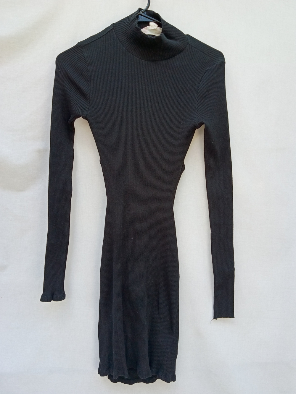 Free People Fp Beach Long Sleeve Black Ribbed Mock neck Open Back Bodycon Dress